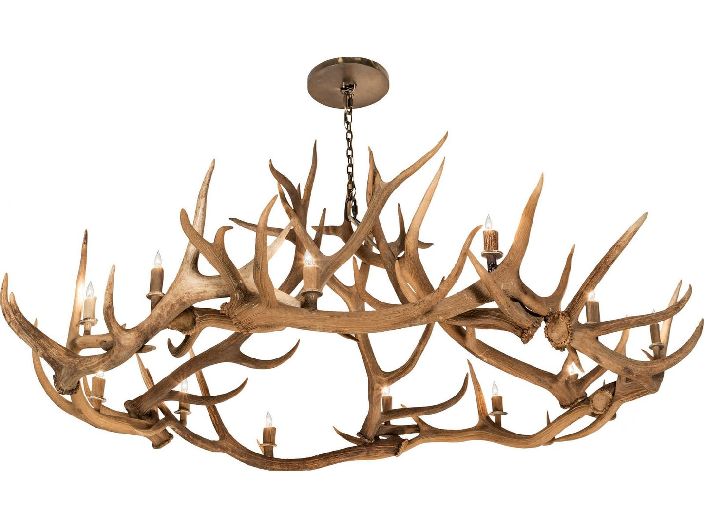 Meyda Antlers 12-Light Antique Copper Candelabra Chandelier