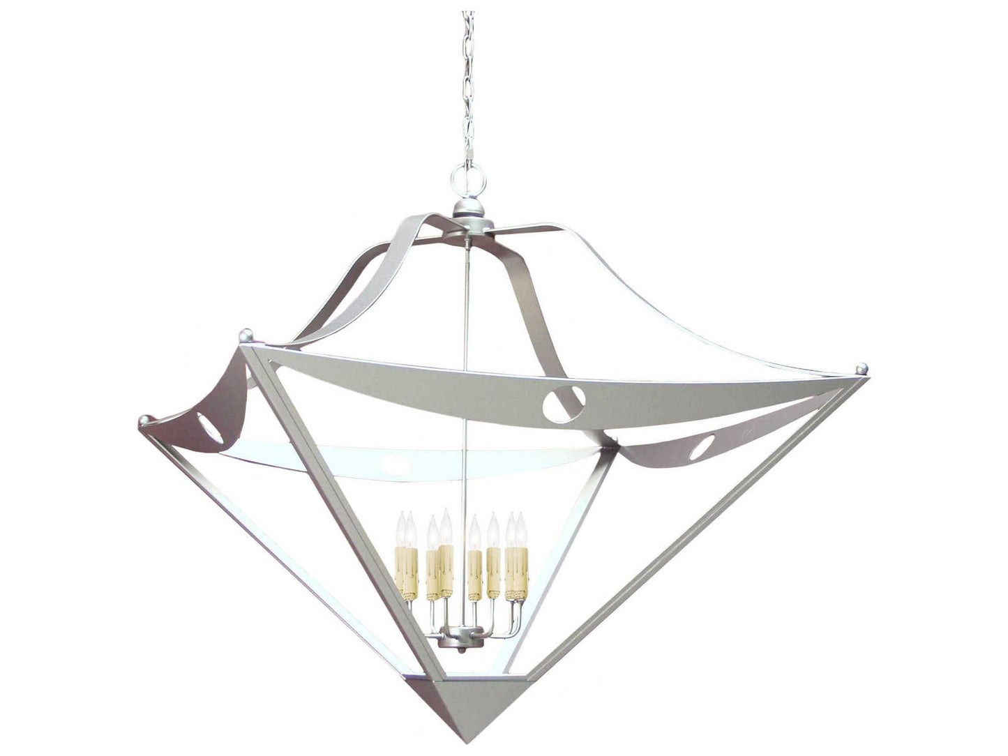 Meyda Argus 8-Light Brushed Nickel Candelabra Geometric Chandelier