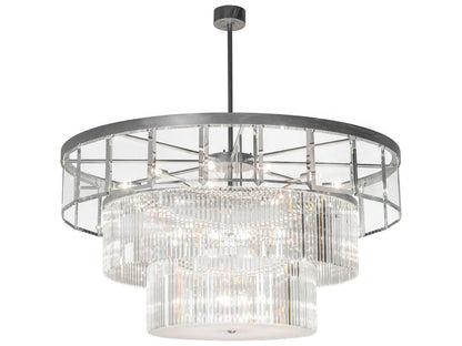 Meyda Beckam 27-Light Crystal Clear Glass Tiered Chandelier in Sparkle Silver Finish
