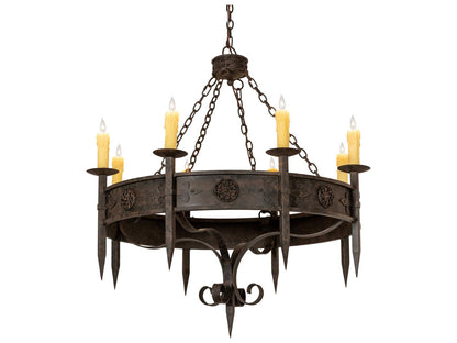 Meyda Calandra 8-Light Candelabra Chandelier in Coffee Bean with Chocolate Ivory Faux Candlelights