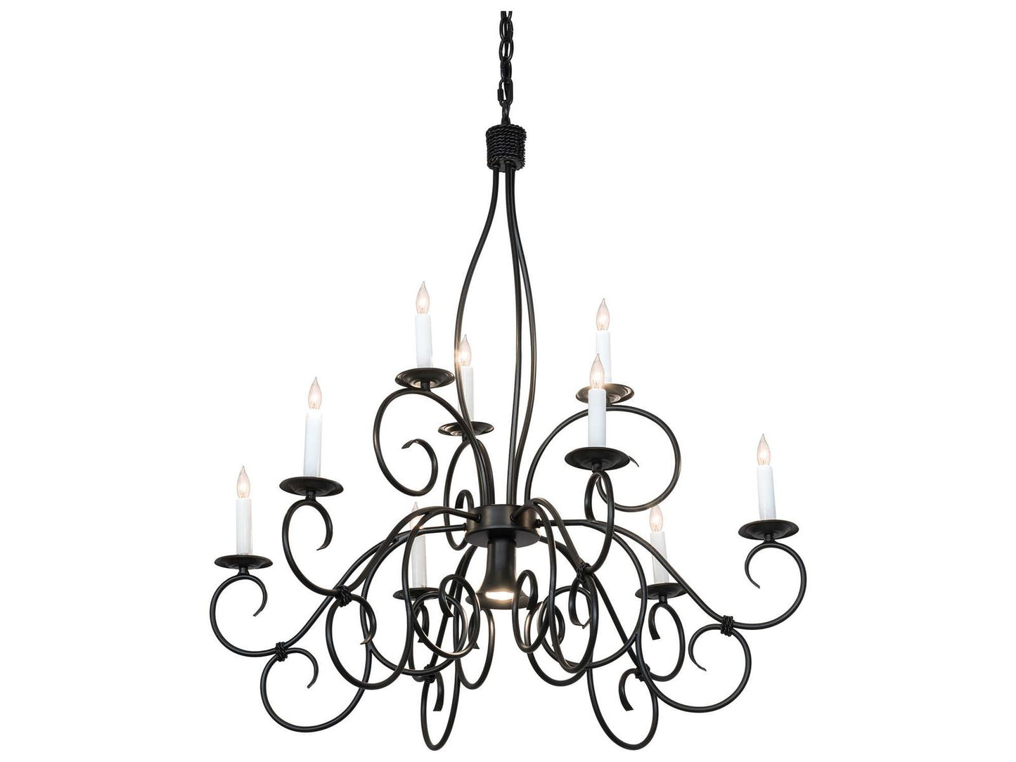 Meyda 10-Light Black Candelabra Chandelier in Blackwash Finish