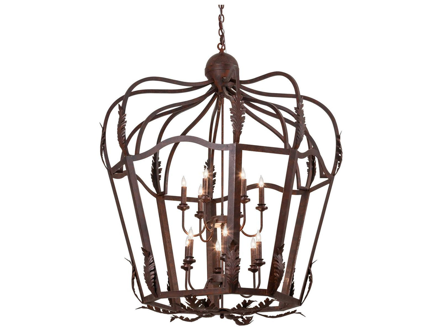 Meyda 12-Light Citadel Candelabra Chandelier in Rust Brown