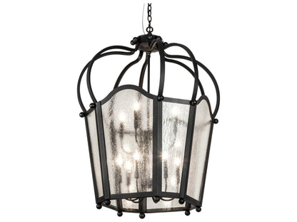 Meyda Citadel 10-Light Textured Black Glass Chandelier with Clear Seeded Glass