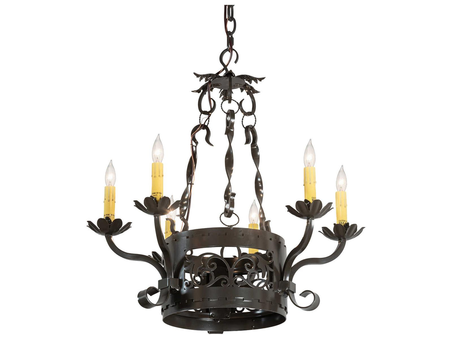Meyda Dragone 6-Light Timeless Bronze Candelabra Chandelier