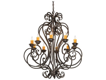 Meyda Fernando 10-Light Chandelier with Hand-Forged Scrollwork in Golden Bronze