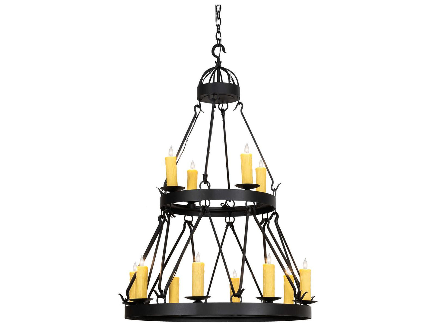 Meyda 12-Light Lakeshore Wrought Iron Candelabra Chandelier in Black
