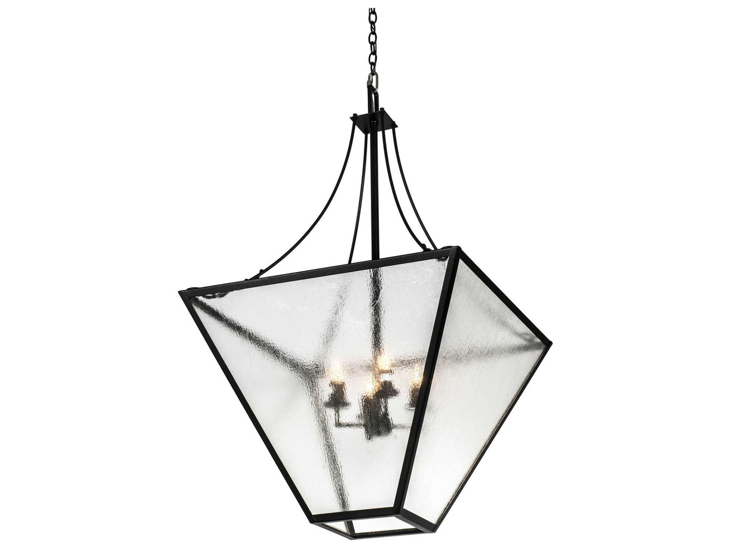 Meyda 4-Light Zale Linear Chandelier in Textured Black with Clear Seeded Glass