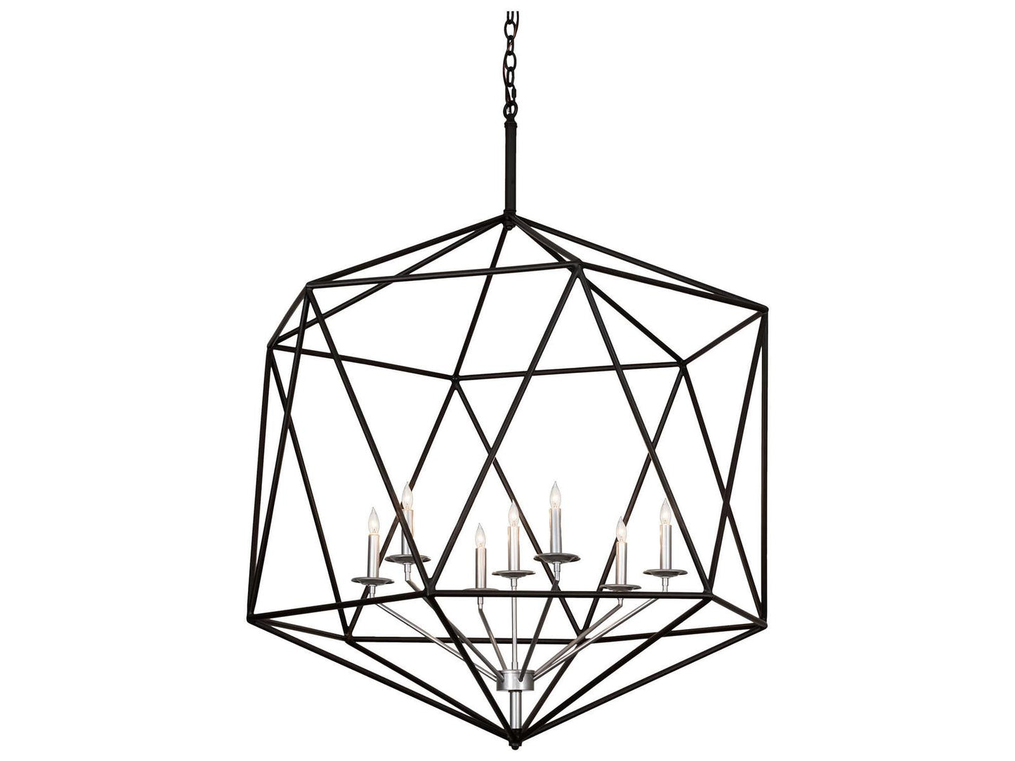 Meyda Sacha 7-Light Candelabra Chandelier in Nickel and Oil Rubbed Bronze