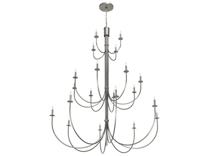 Meyda Cheal 20-Light Candelabra Tiered Chandelier in Nickel Finish