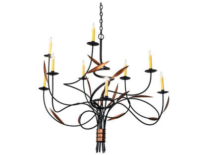 Meyda Layla 9-Light Candelabra Chandelier in Blackwash and Cimarron Bronze