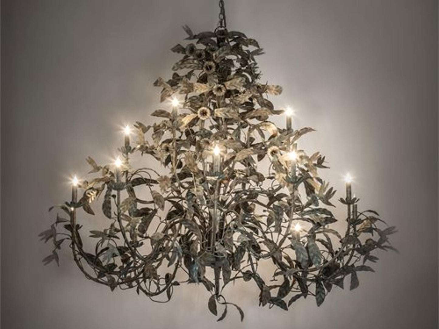 Meyda Le Printemps 15-Light Candelabra Chandelier in Copper Finish