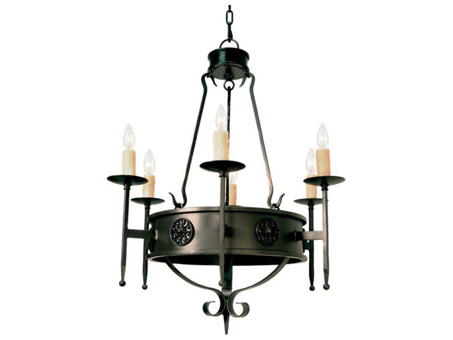 Meyda Lorenzo 6-Light French Bronze Candelabra Round Chandelier