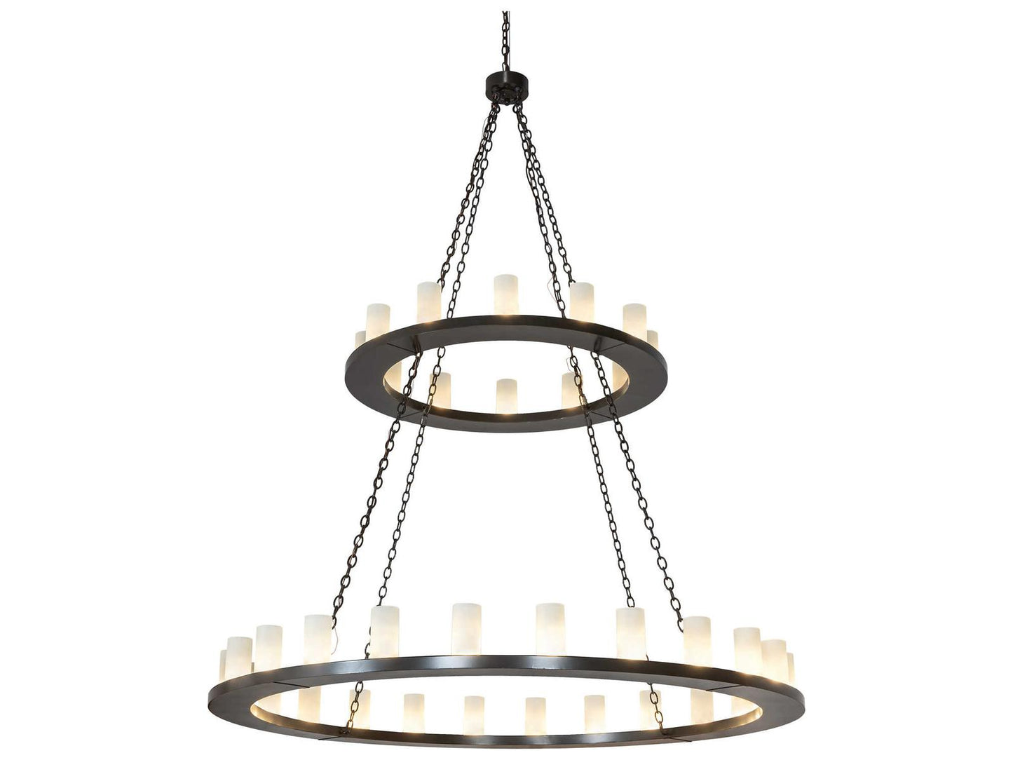 Meyda Loxley 36-Light Two-Tier Chandelier in Timeless Bronze with Clear Frosted Glass
