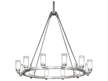 Meyda Loxley Strip 12-Light LED Cylinder Round Chandelier in Sparkle Silver