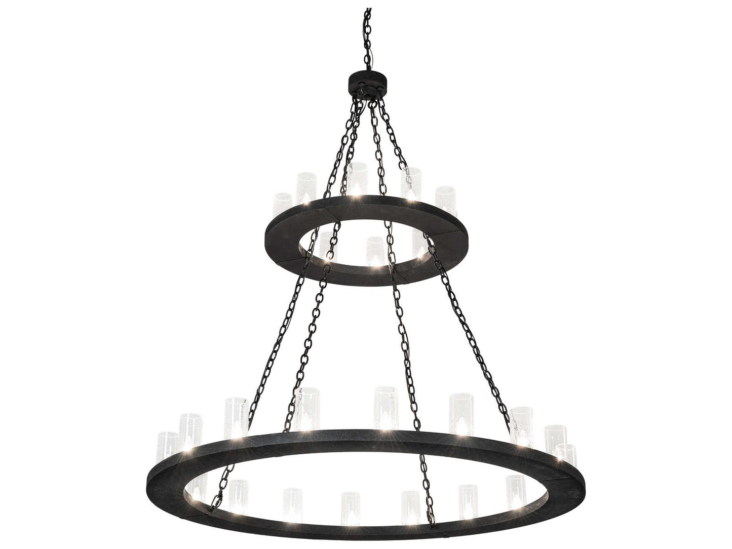 Meyda Loxley 28-Light Black Clear Seedy Glass Cylinder Round Chandelier