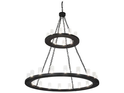 Meyda Loxley 28-Light Black Clear Seedy Glass Cylinder Round Chandelier