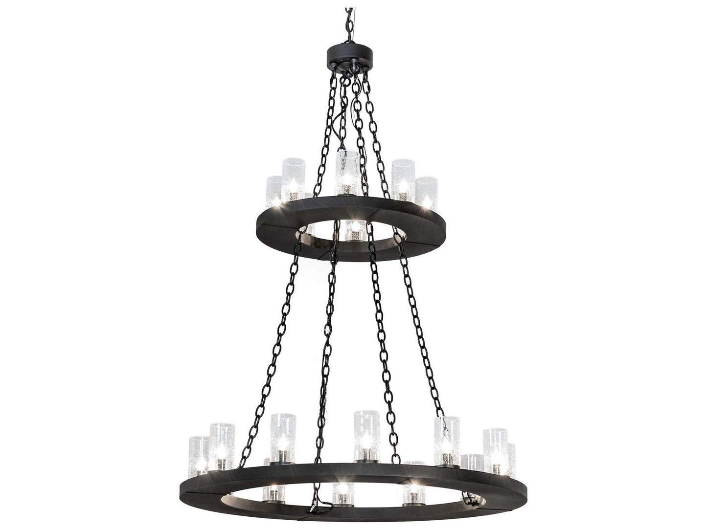 Meyda Loxley 20-Light Round Tiered Chandelier with Black Glass Cylinders