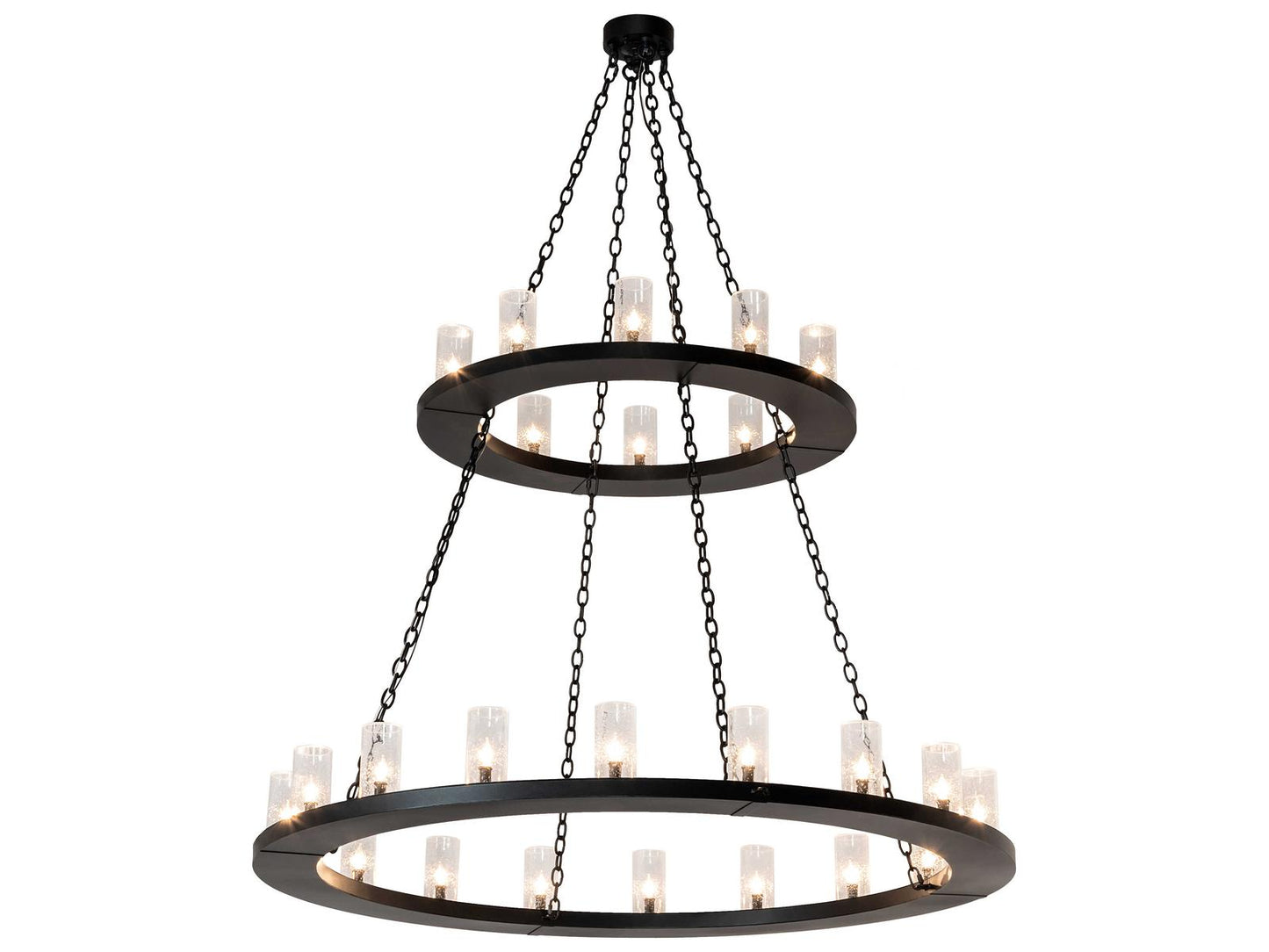 Meyda Loxley 28-Light Textured Black Glass Cylinder Tiered Chandelier