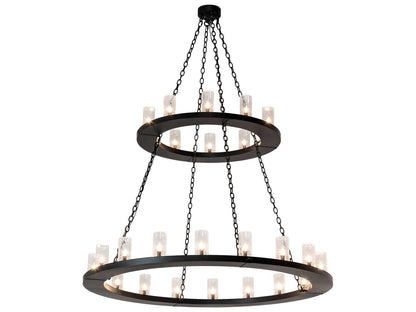 Meyda Loxley 28-Light Textured Black Glass Cylinder Tiered Chandelier