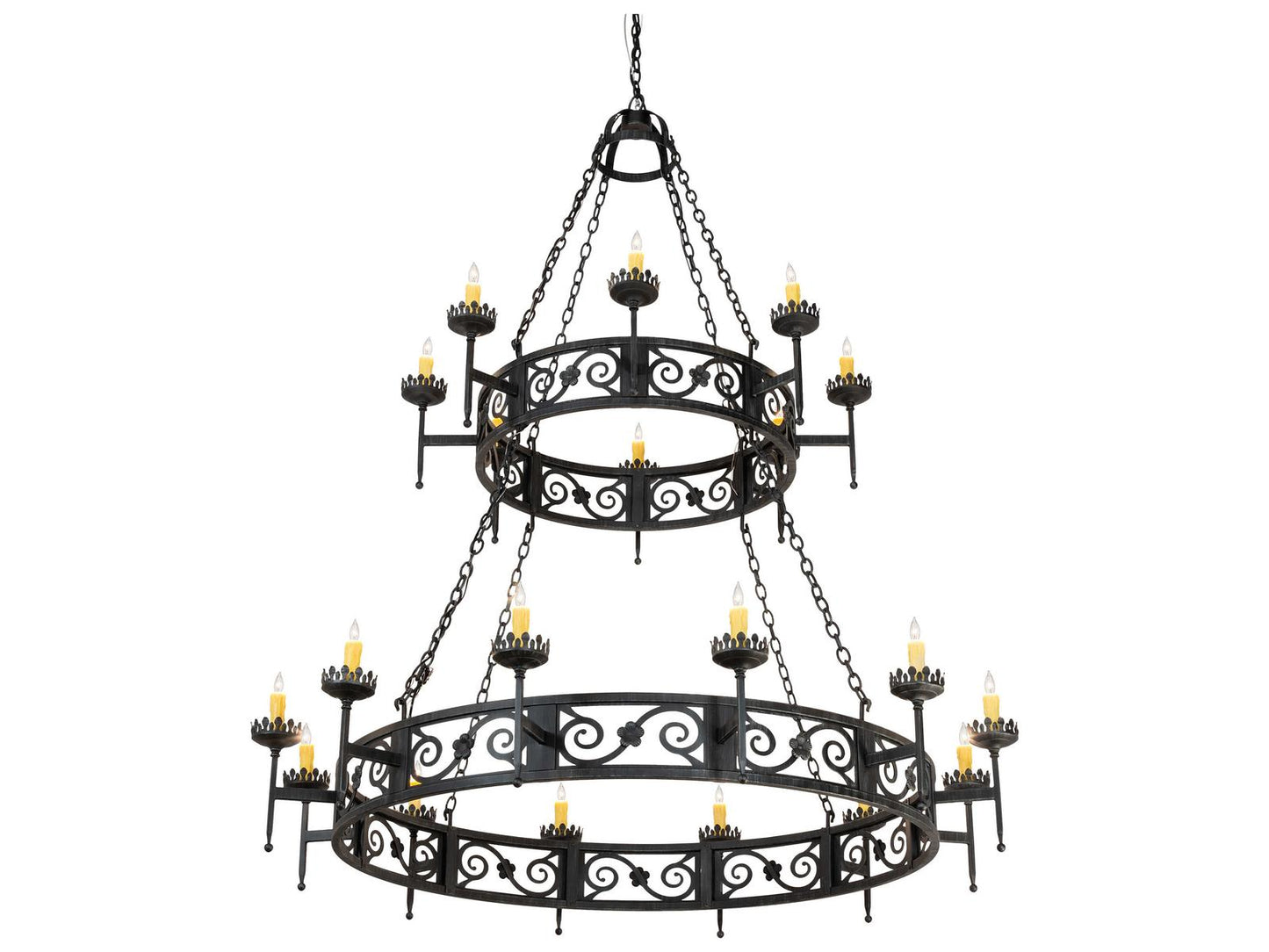 Meyda Majella 20-Light Candelabra Round Chandelier in Antique Iron Gate