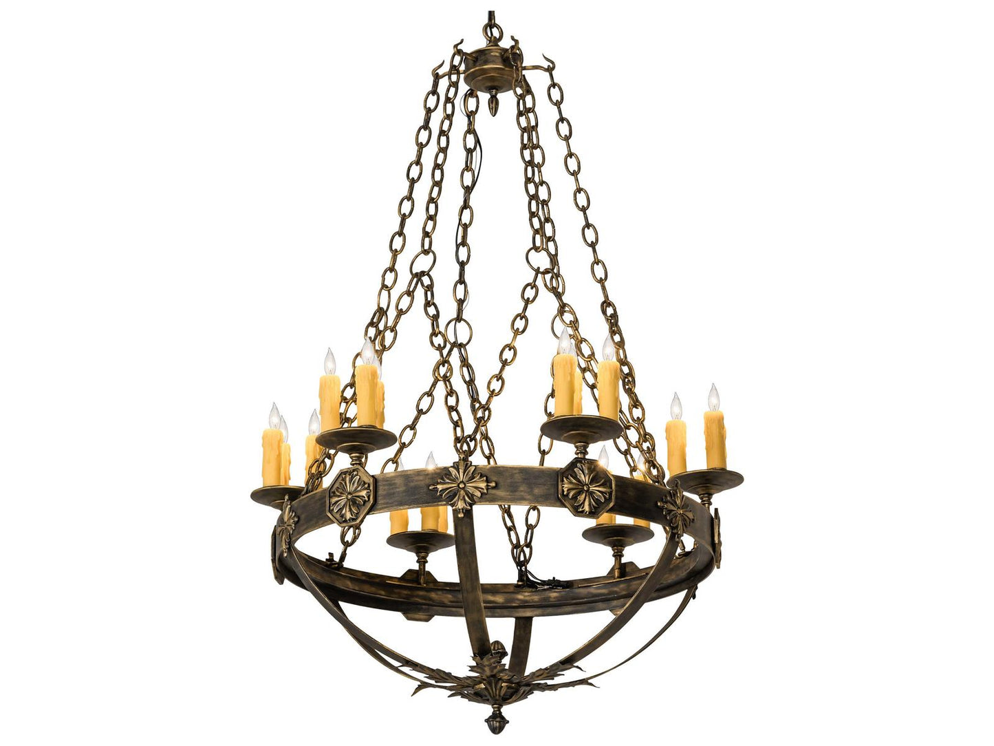 Meyda Neapolis 18-Light Candelabra Chandelier in Textured Black with Gold Highlights