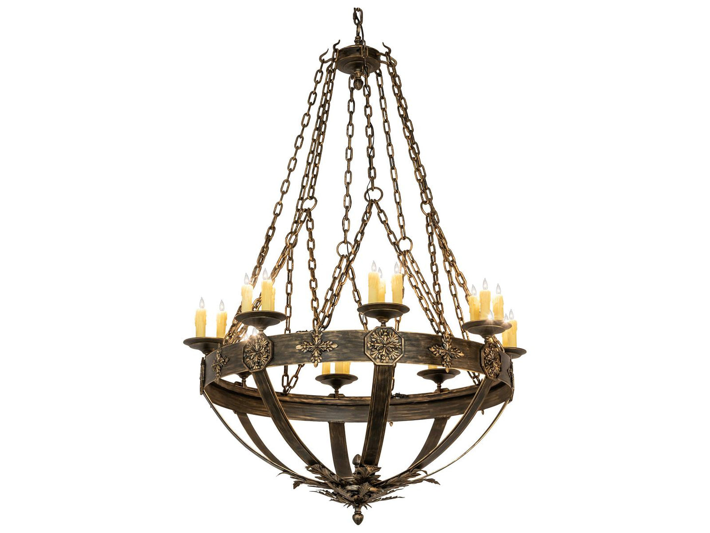 Meyda Neapolis 24-Light Candelabra Chandelier in Textured Black Gold