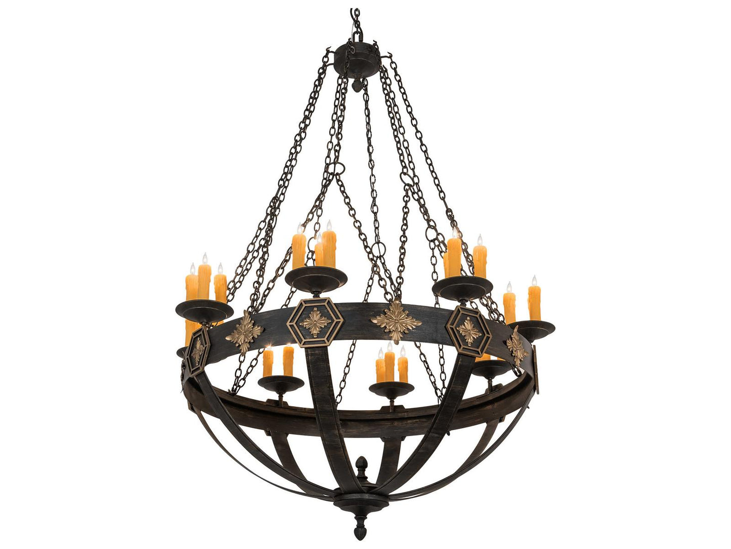 Meyda Neapolis 24-Light Candle Style Chandelier in Textured Black and Soft Gold