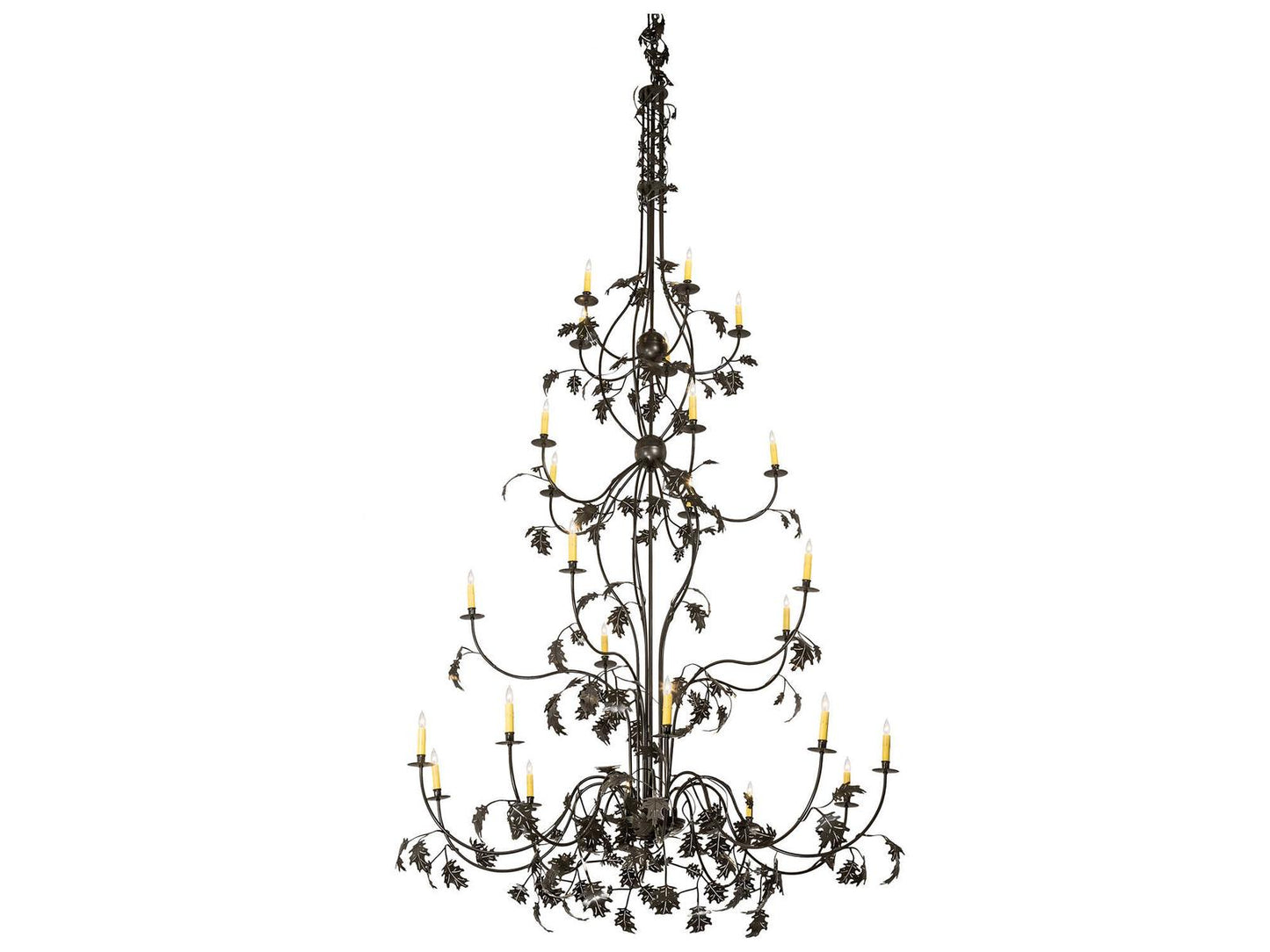 Meyda Oak Leaf 25-Light Tiered Candelabra Chandelier in Timeless Bronze