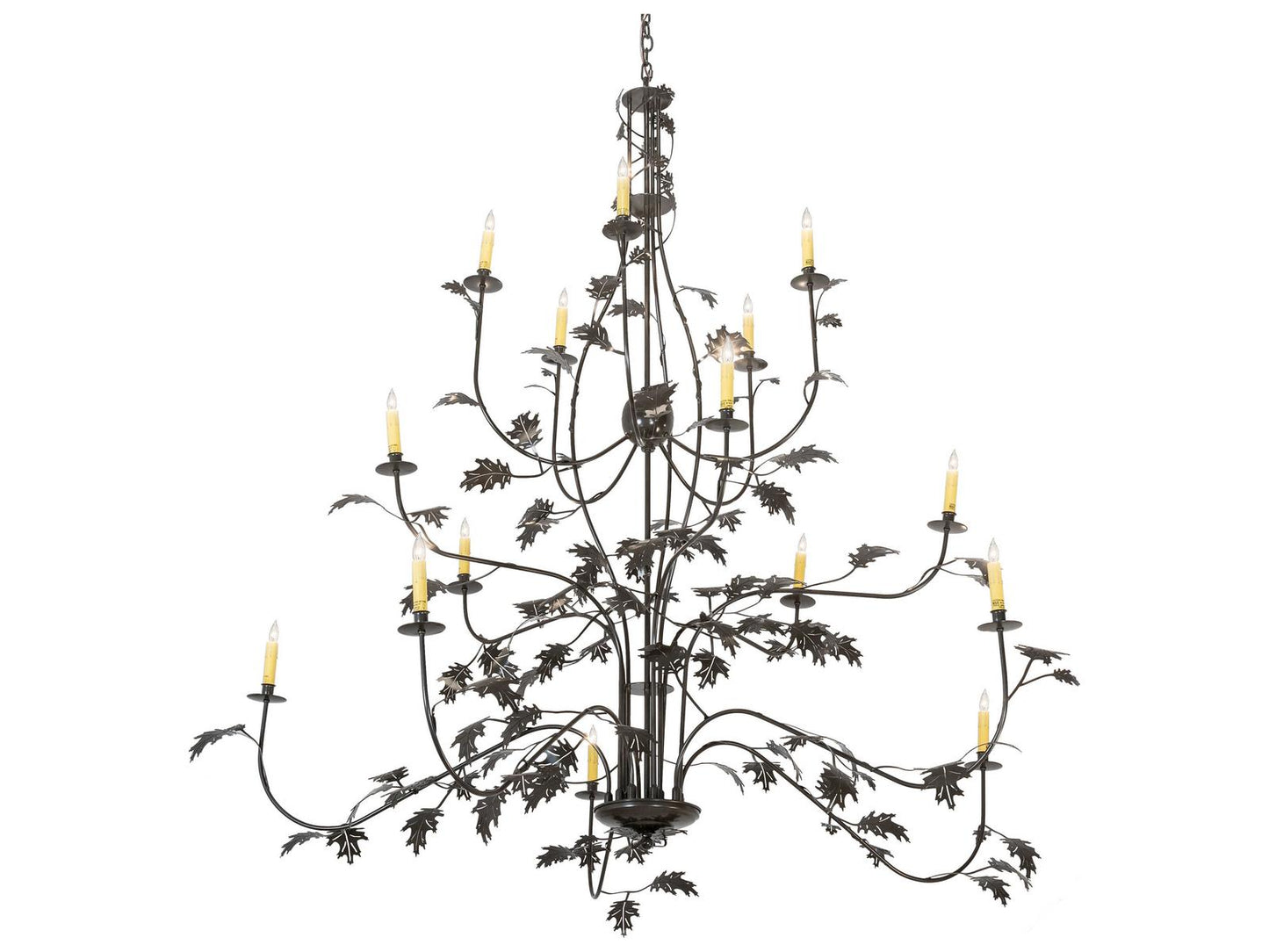 Meyda Oak Leaf 15-Light Timeless Bronze Tiered Chandelier