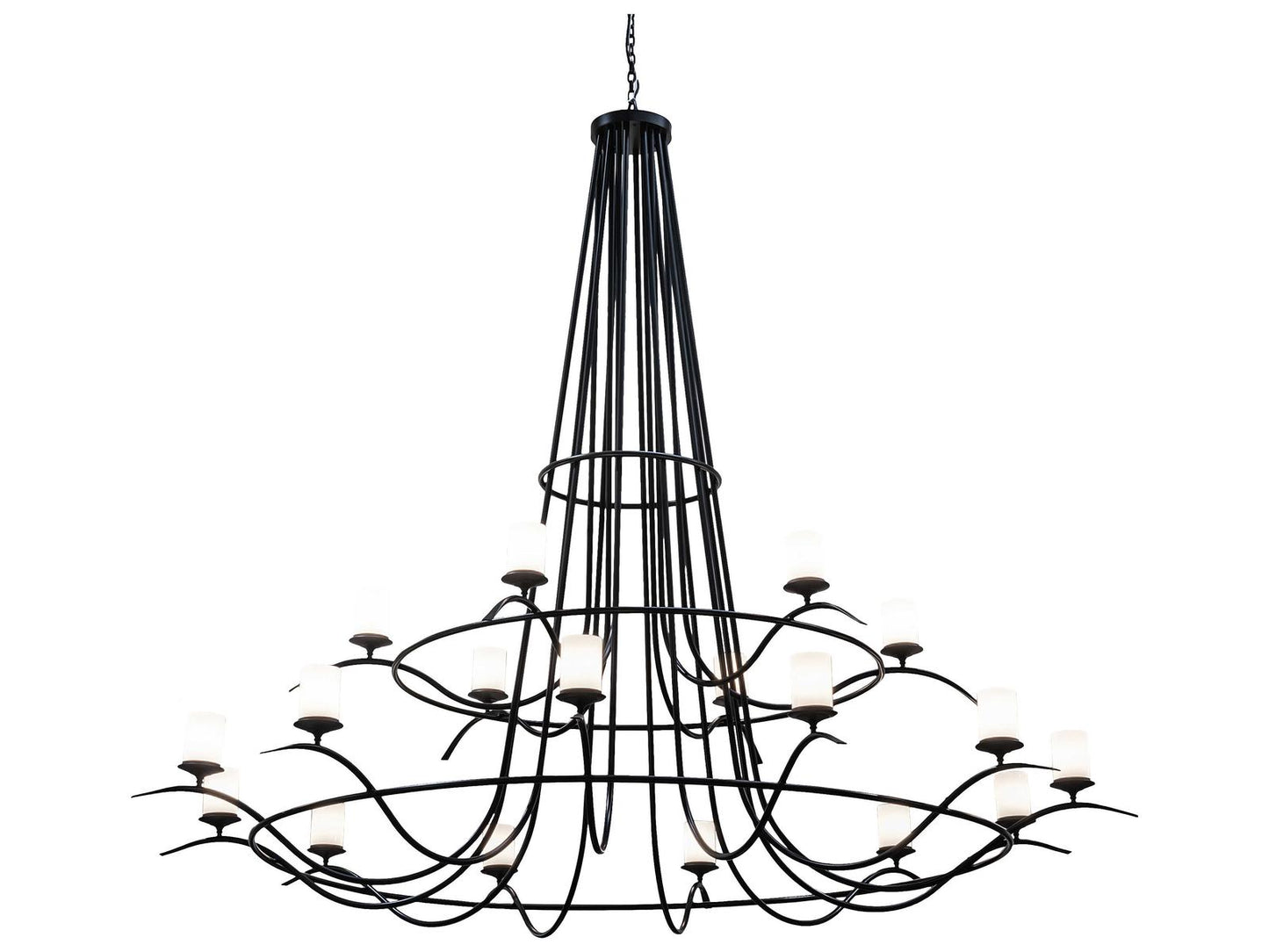 Meyda Octavia 18-Light Tiered Chandelier in Solar Black with Statuario Idalight