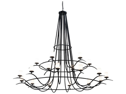 Meyda Octavia 18-Light Tiered Chandelier in Solar Black with Statuario Idalight