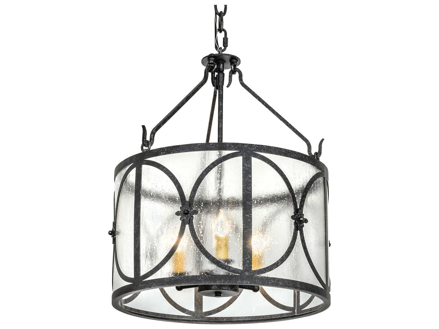 Meyda Penelope 3-Light Candelabra Drum Chandelier in Gunmetal Finish