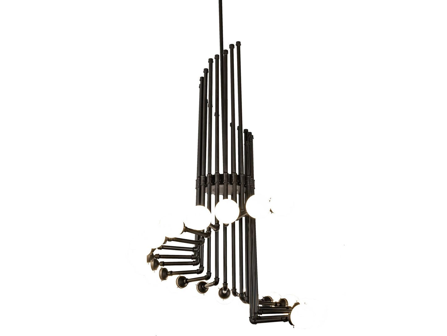 Meyda Lighting PipeDream 20-Light Chandelier in Oil Rubbed Bronze with White Glass Globes