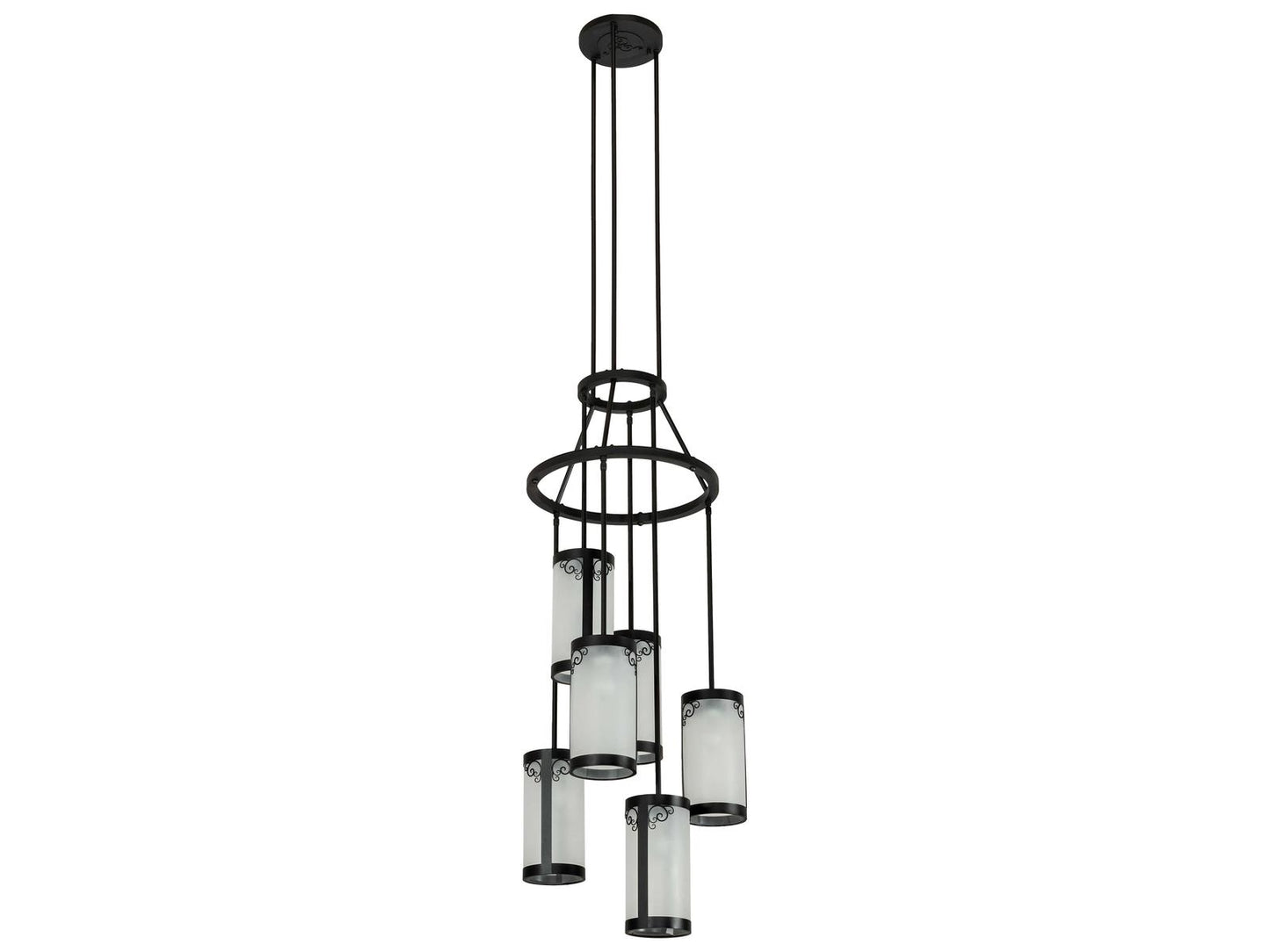Meyda Putrelo 6-Light Cascading Chandelier in Old Wrought Iron Finish
