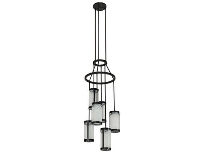 Meyda Putrelo 6-Light Cascading Chandelier in Old Wrought Iron Finish