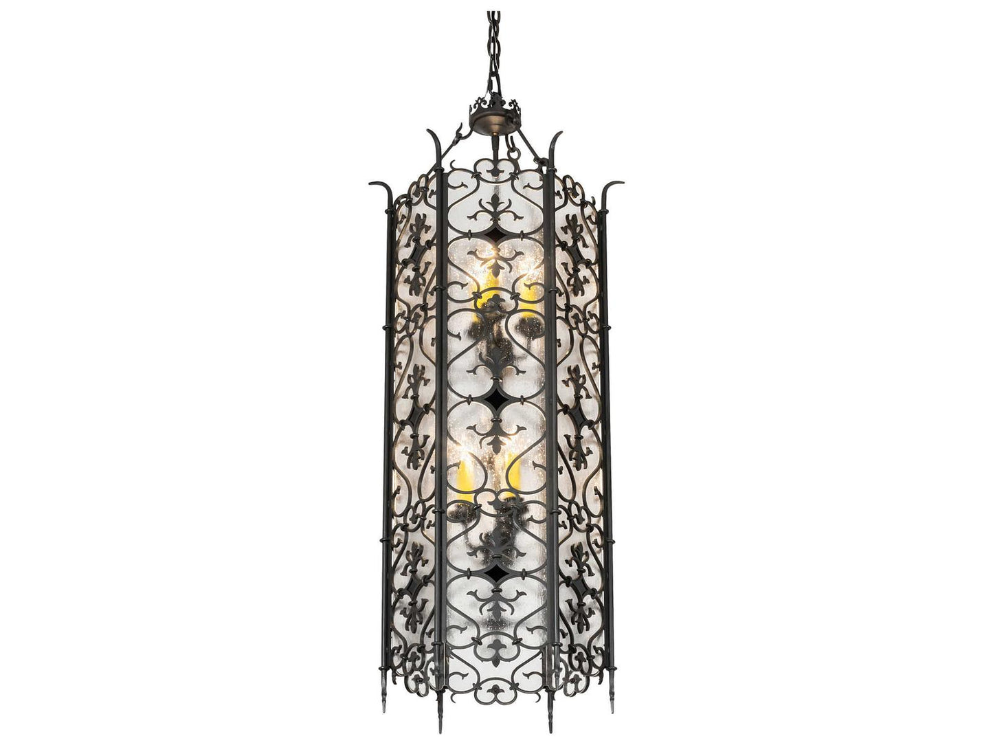 Meyda Saskia 6-Light Custom Black Cylinder Chandelier in Hand Rubbed Iron