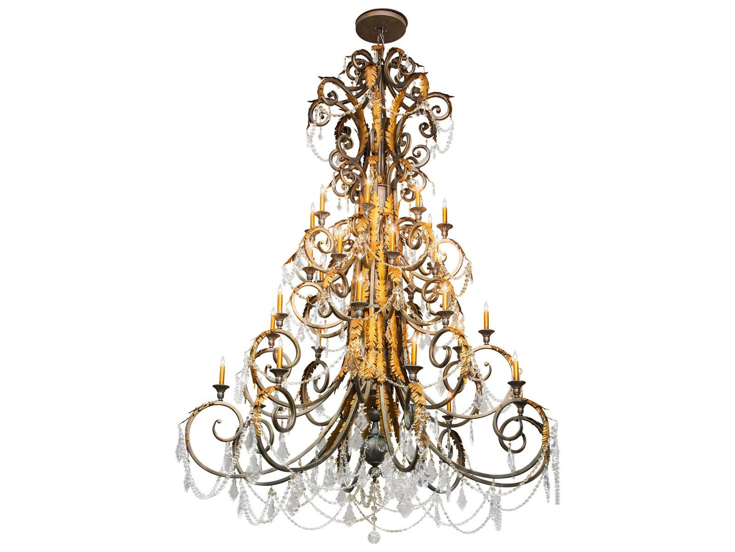 Meyda Serratina 32-Light French Bronzed Crystal Gold Candelabra Tiered Chandelier