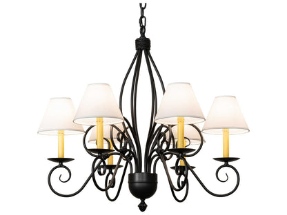 Meyda 6-Light Squire Blackwash Empire Chandelier with White Parchment Shades