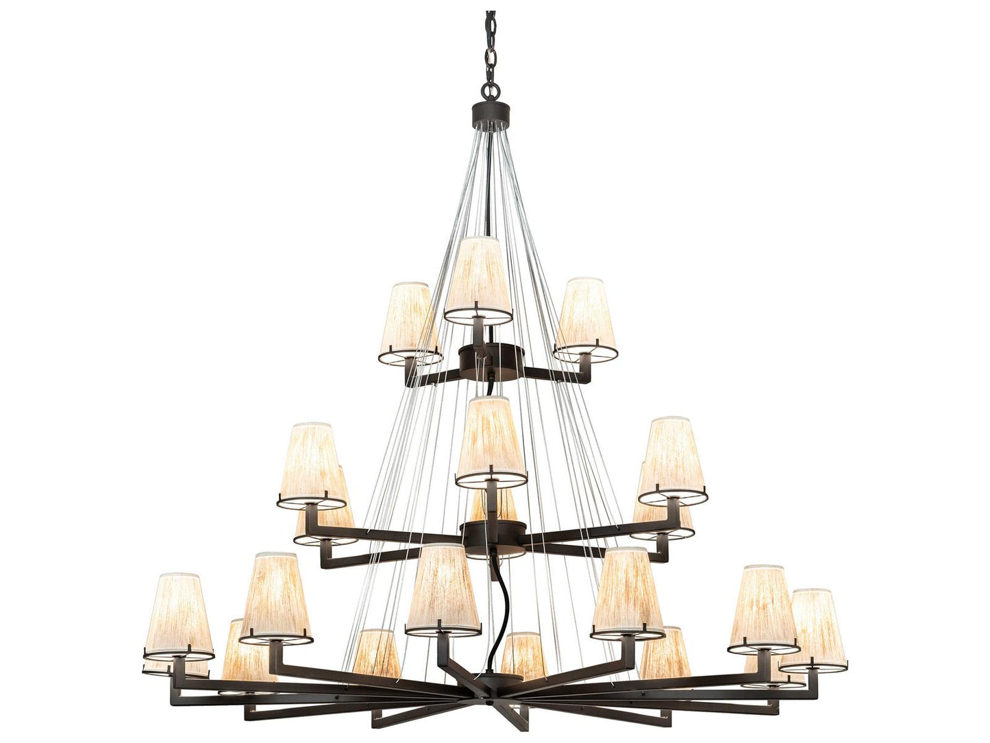 Meyda St. Lawrence 21-Light Oil Rubbed Bronze Empire Tiered Chandelier with Faux Linen Shades