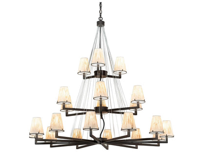 Meyda St. Lawrence 21-Light Oil Rubbed Bronze Empire Tiered Chandelier with Faux Linen Shades