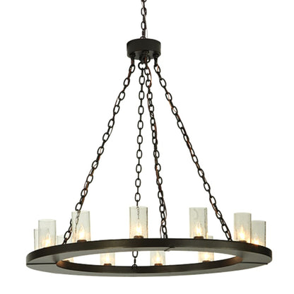 Meyda Tiffany Loxley 36 Light 72" Wide Pillar Candle Style Chandelier with Clear, Seedy Glass Shades - Timeless Bronze Finish