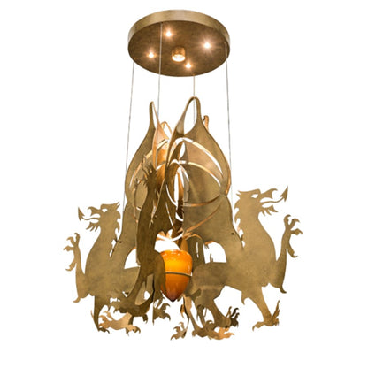 Meyda Tiffany Dragos 4 Light 80" Wide Abstract Pendant