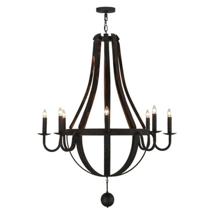 Meyda Tiffany Barrel Stave Madera 8 Light 45" Wide Taper Candle Empire Chandelier