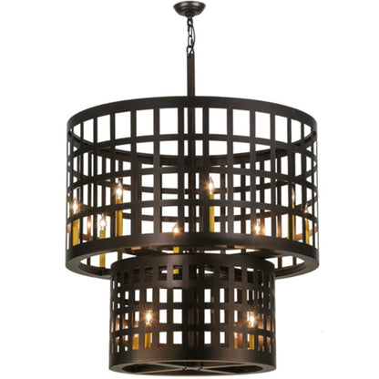 Meyda Tiffany Cilindro Golpe 12 Light 40" Wide Cage Pendant