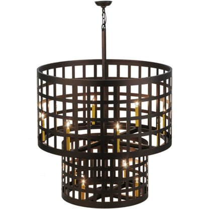Meyda Tiffany Cilindro Golpe 12 Light 40" Wide Cage Pendant