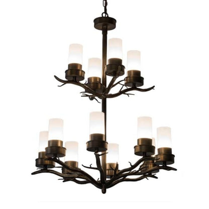 Meyda Tiffany Winter Solstice 12 Light 30" Wide Pillar Candle Chandelier