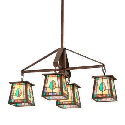 Meyda Tiffany Long Mackintosh Leaf 4 Light 24" Wide Chandelier
