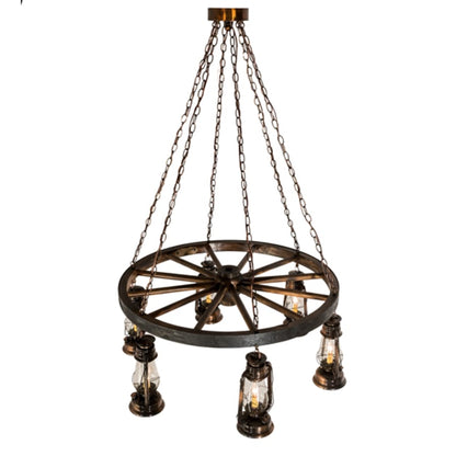 Meyda Tiffany Miners Lantern 6 Light 40" Wide Lantern Chandelier