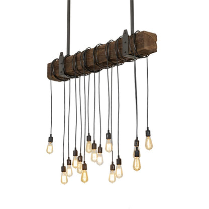 Meyda Tiffany 15 Light 48" Wide Wood Linear Pendant