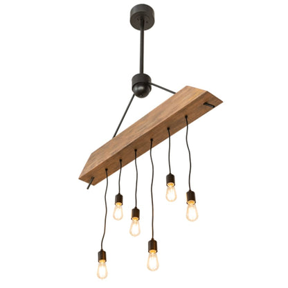 Meyda Tiffany 6 Light 44" Wide Wood Linear Pendant